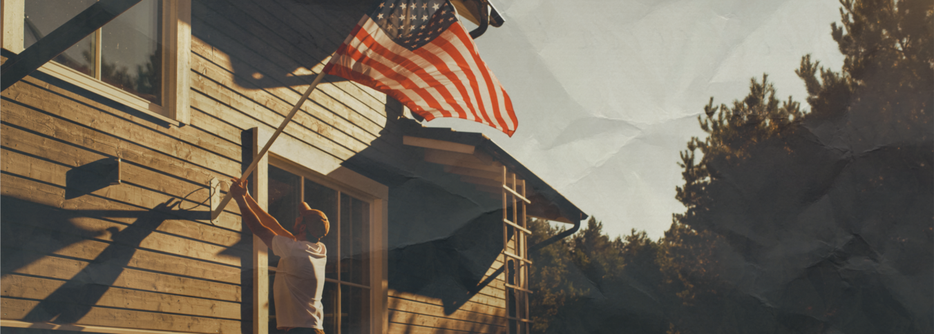 American Flag on a Cabin